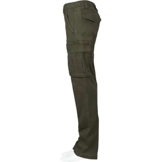 Ladies Heritage Slim Fit Cargo Trousers Olive Side
